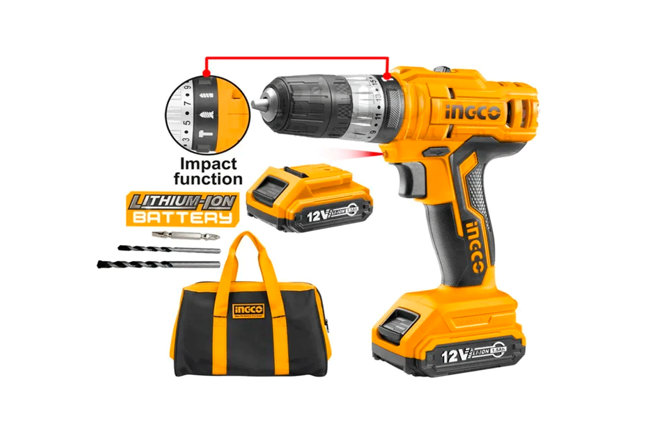TALADRO PERCUTOR BLACK Y DECKER HP12-B2C 12V MAX ION LITIO+CARGADOR 1.5AH+CARGADOR+BOLSO NYLON