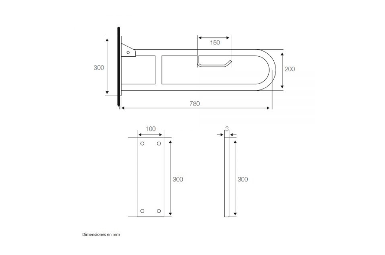 Barra de Seguridad Abatible Muro 78 cm Ac Inoxidable - Imagen 2
